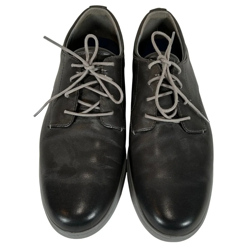 Cole Haan Grand.OS Mens 13M Black Leather Oxford Dress Shoes C28730 Grey Sole